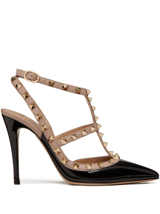 Valentino Garavani Rockstud Patent Pumps With 100mm Straps