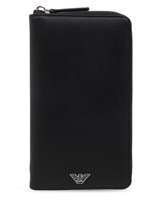 Emporio Armani Saffiano Leather Organizer With Asv Eagle Plaque