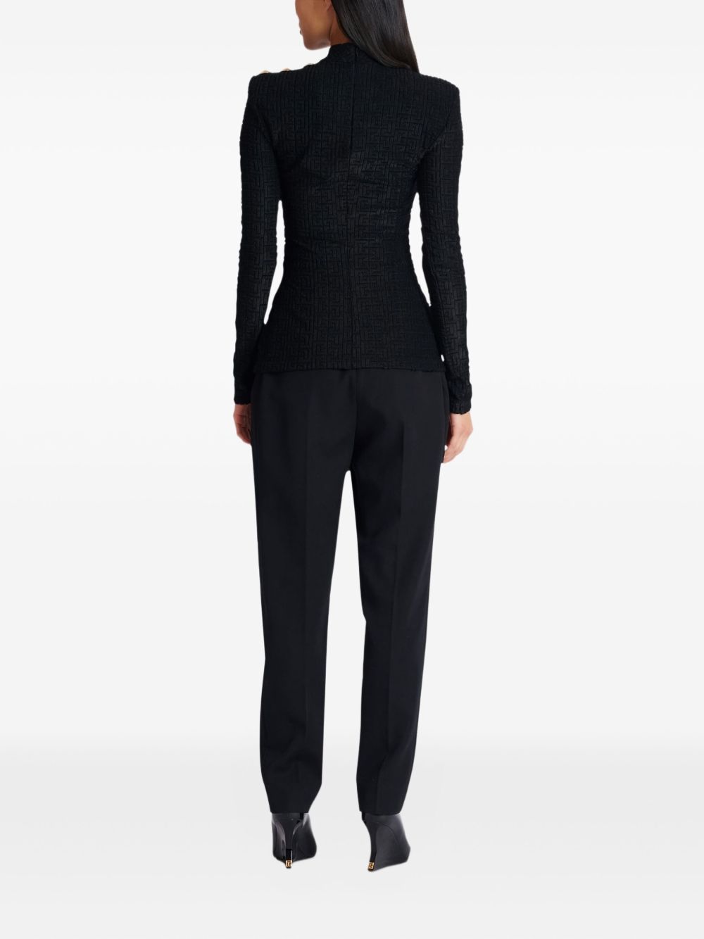 Balmain monogram high-neck top