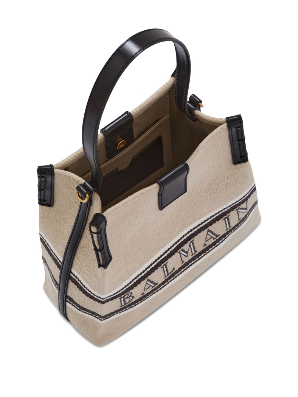 Balmain Release Bucket Bag In Canvas And Calfskin