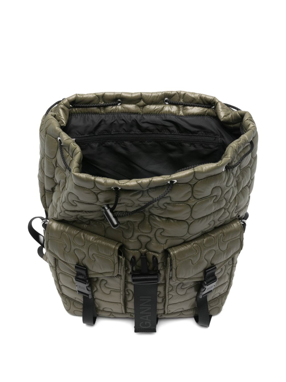 Ganni Quilted Flap-Pocket Backpack