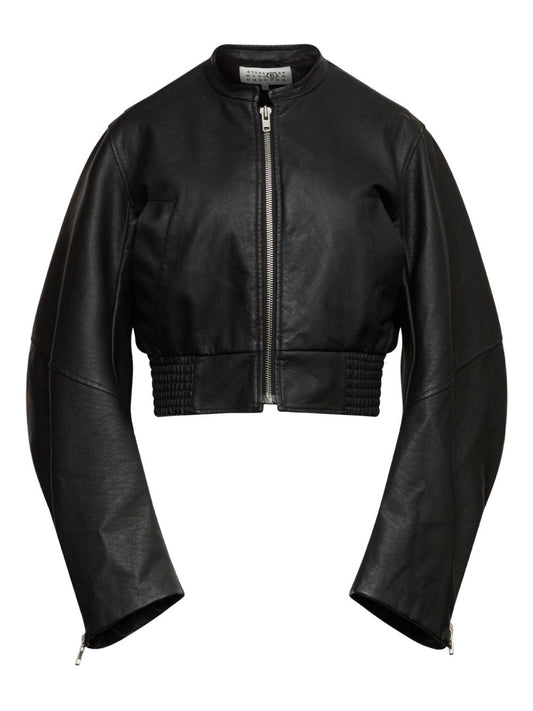 MM6 Maison Margiela Leather effect bomber jacket
