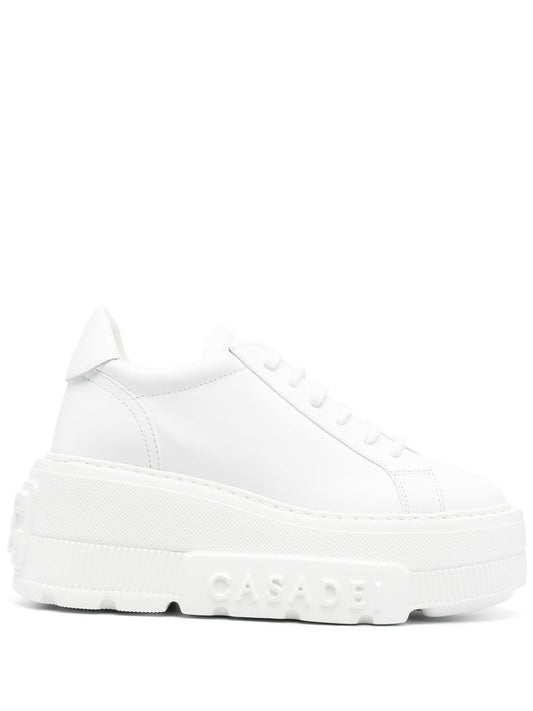 Casadei Nexus white leather platform sneakers.