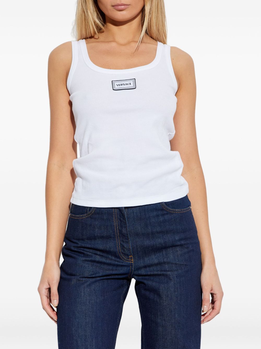 Versace Logo cotton tank top