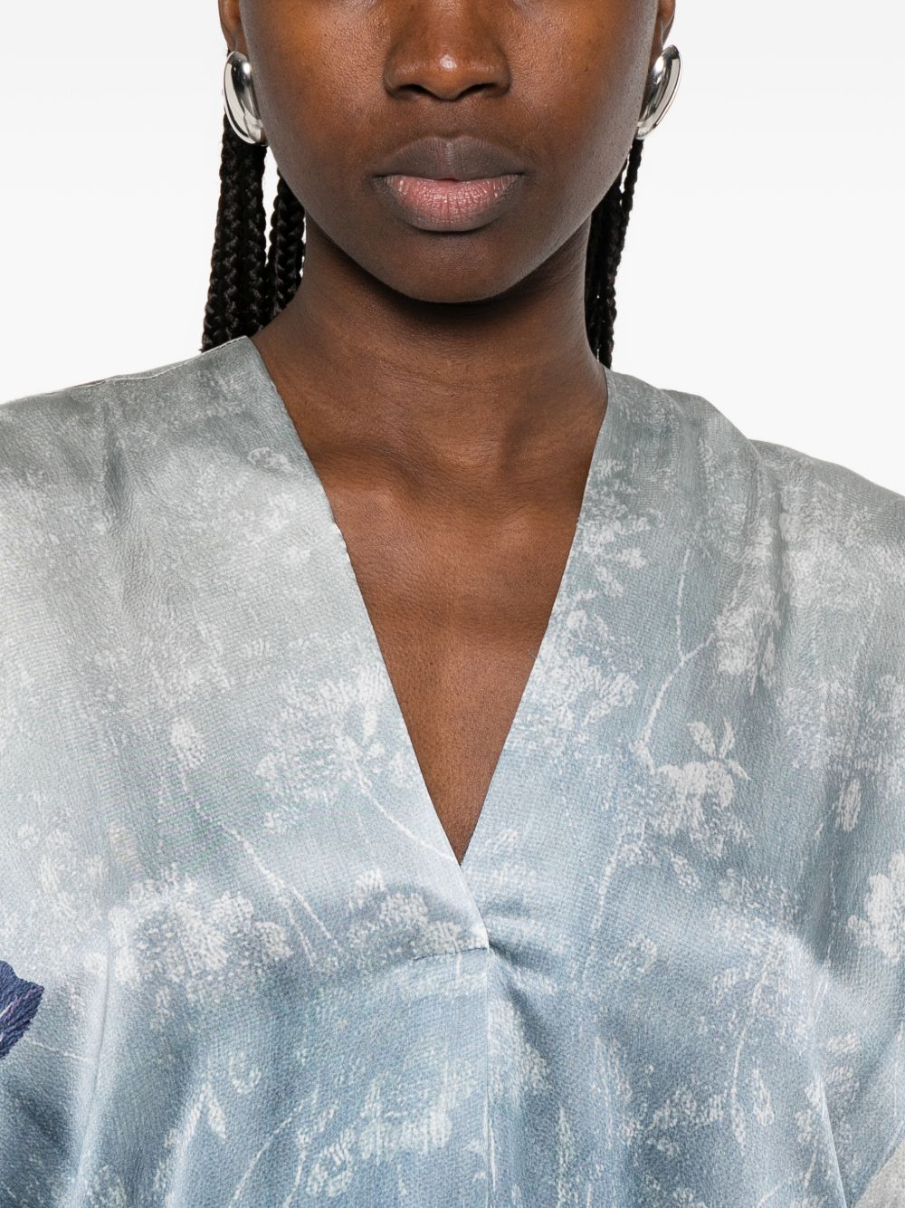 Pierre Louis Mascia V-neck short sleeves printed Printed silk dress