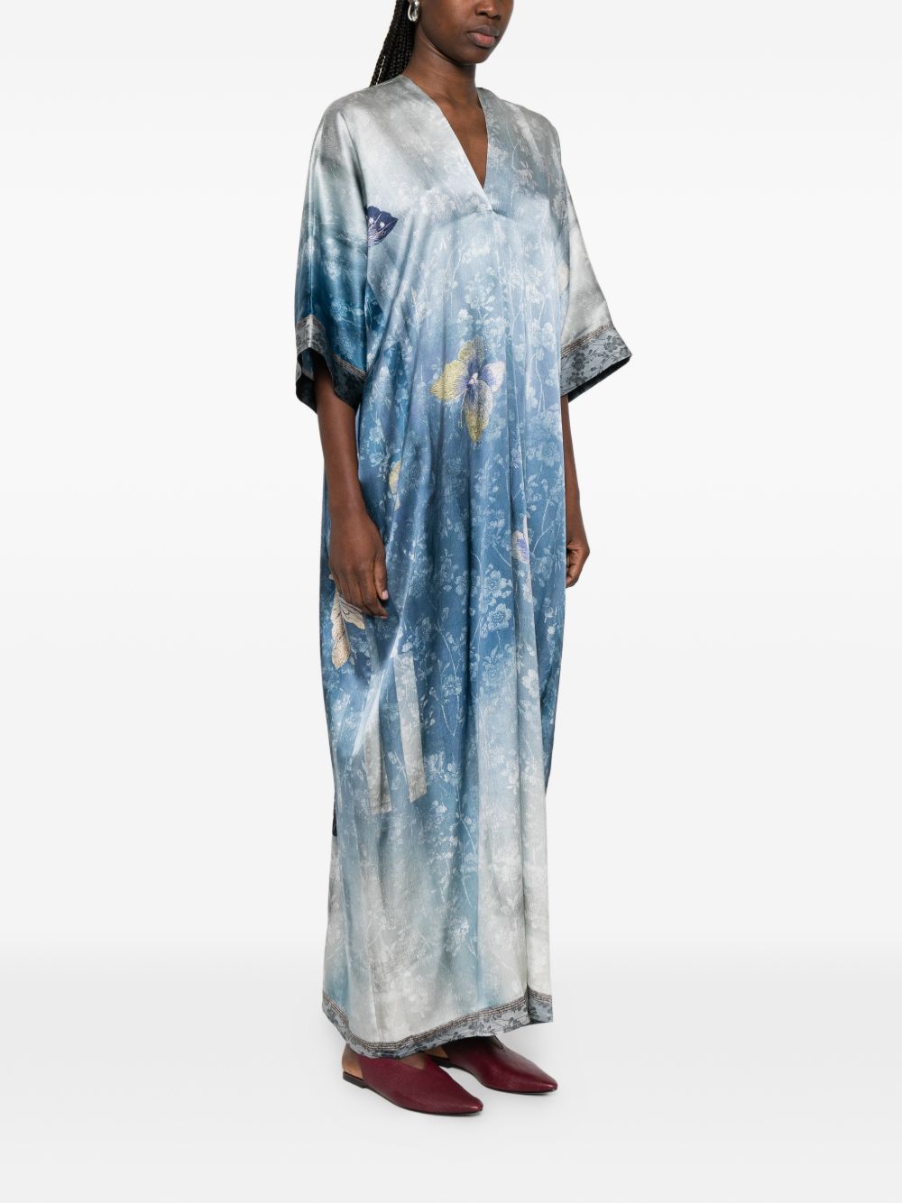 Pierre Louis Mascia V-neck short sleeves printed Printed silk dress