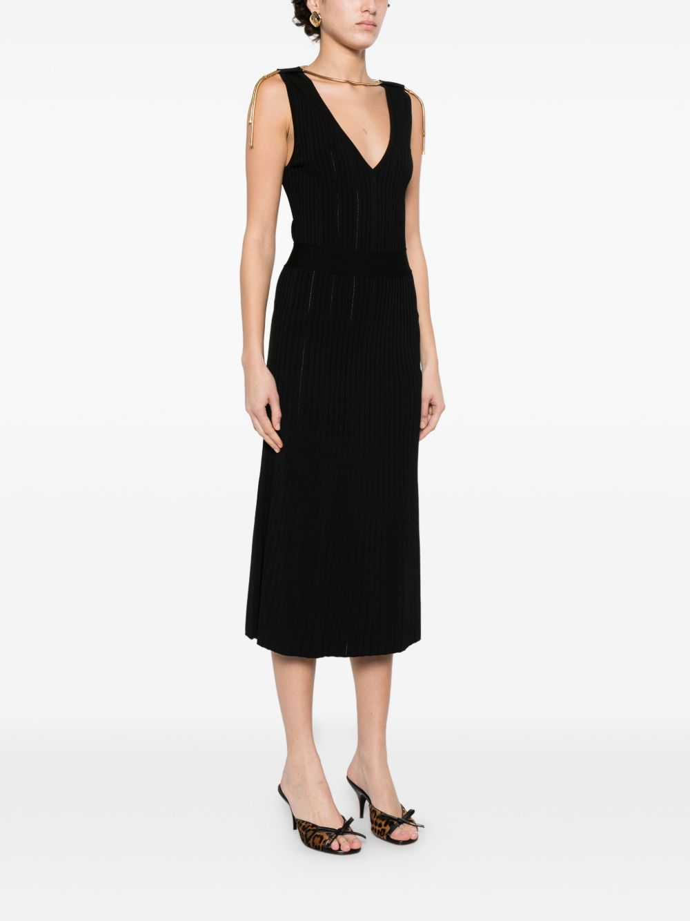 Elisabetta Franchi V-neck sleeveless side slit mid-length Knitted midi dress