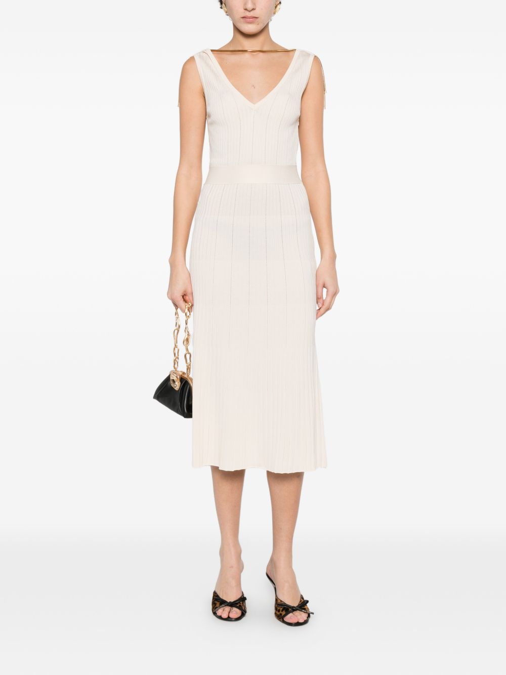 Elisabetta Franchi V-neck sleeveless A-line skirt Knitted midi dress