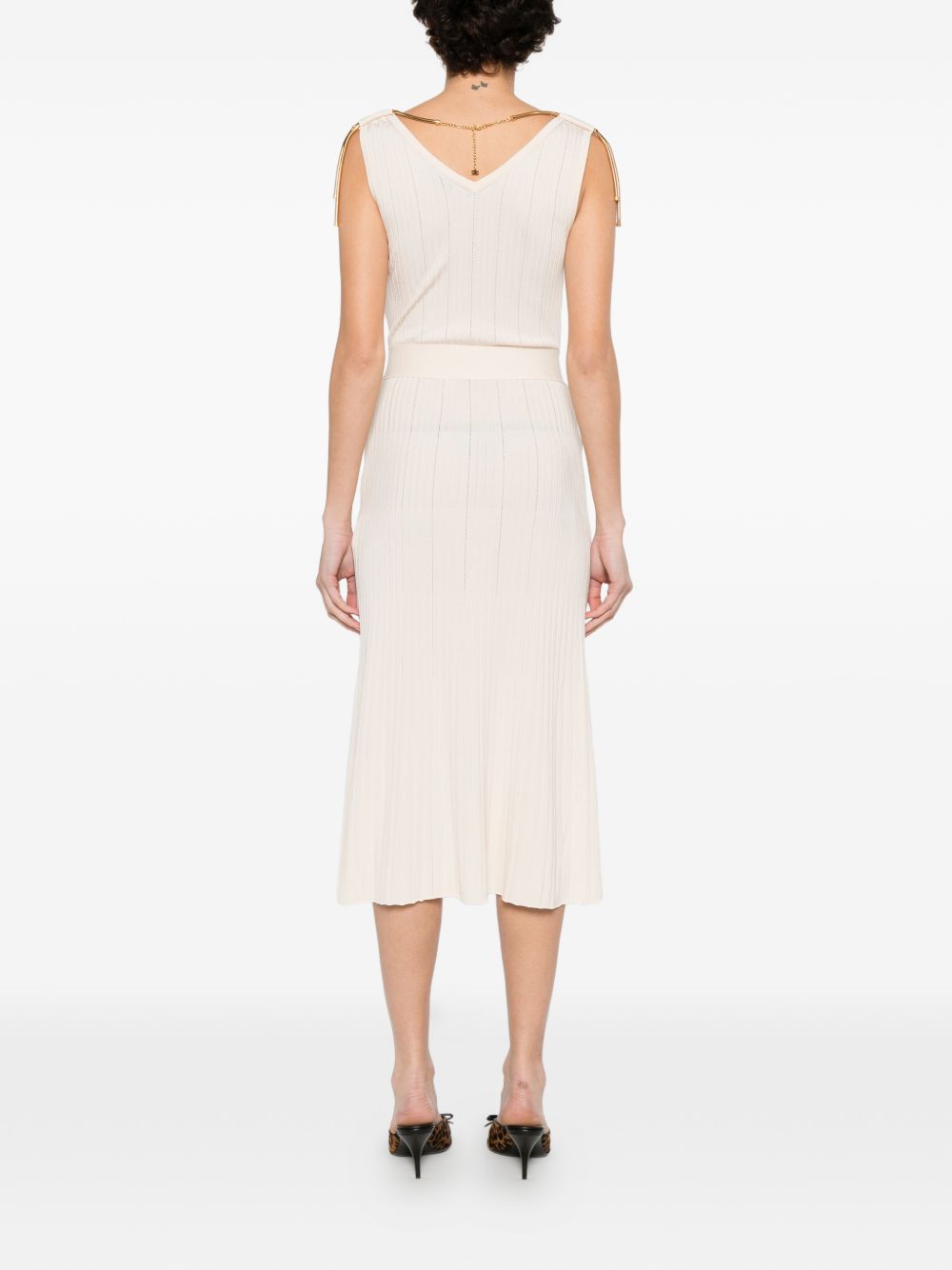 Elisabetta Franchi V-neck sleeveless A-line skirt Knitted midi dress