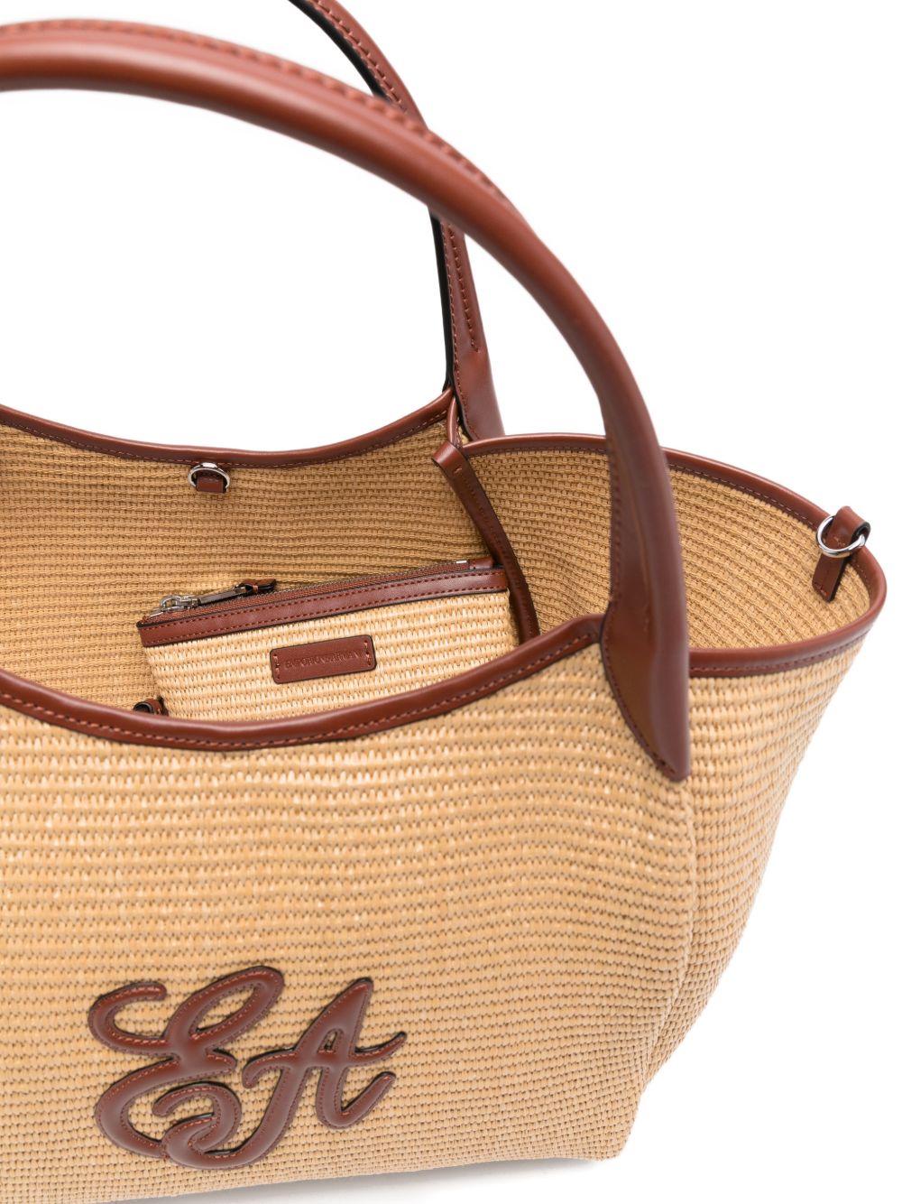 Emporio Armani Woven Straw Medium Shopper Bag