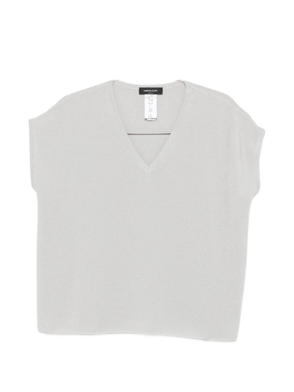 Fabiana Filippi V-neck short sleeves knitted construction Cotton v-necked top