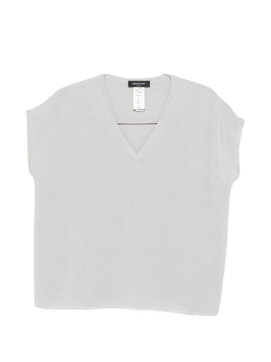 Fabiana Filippi V-neck short sleeves knitted construction Cotton v-necked top