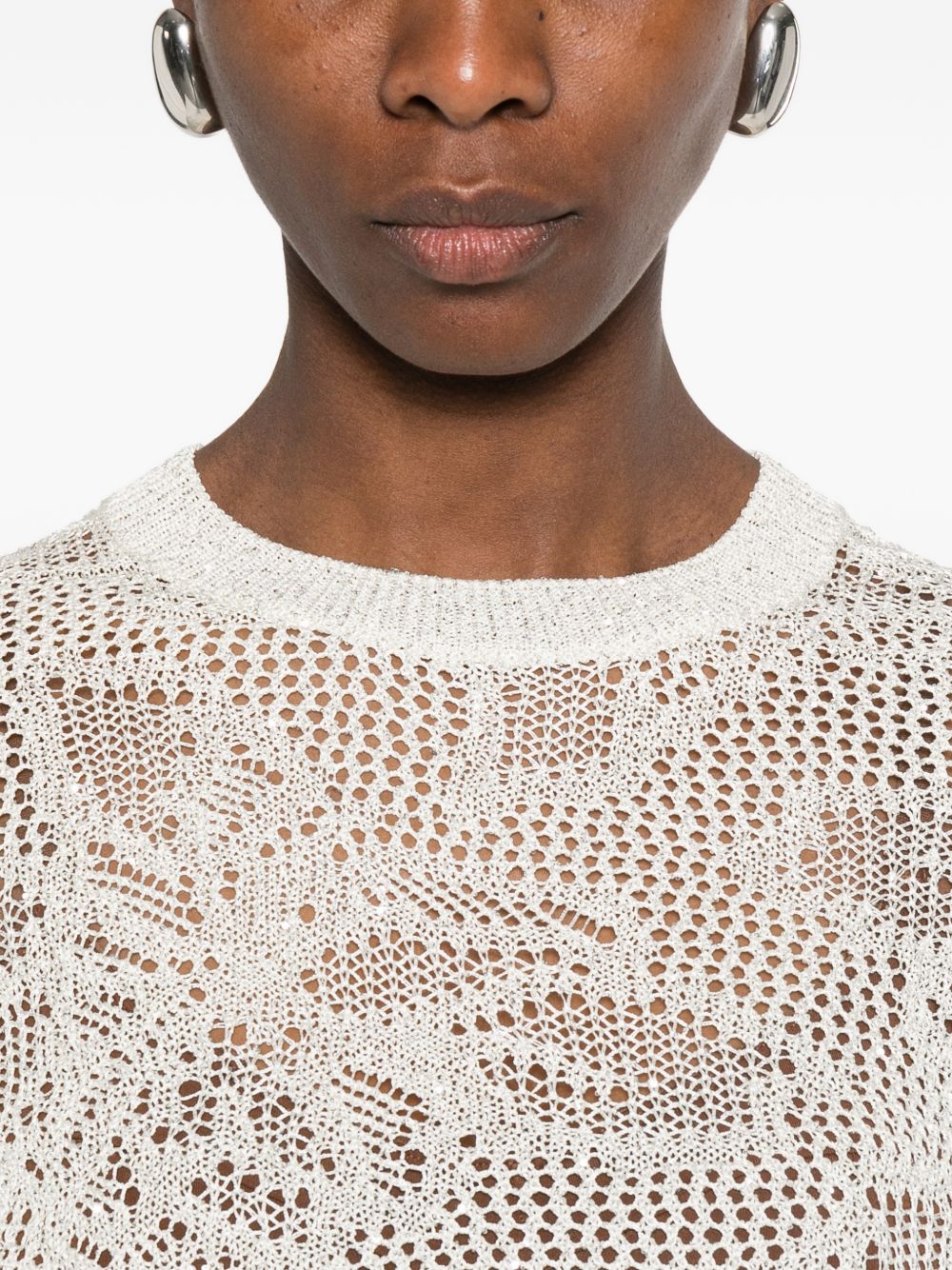 Fabiana Filippi Openwork crewneck t-shirt