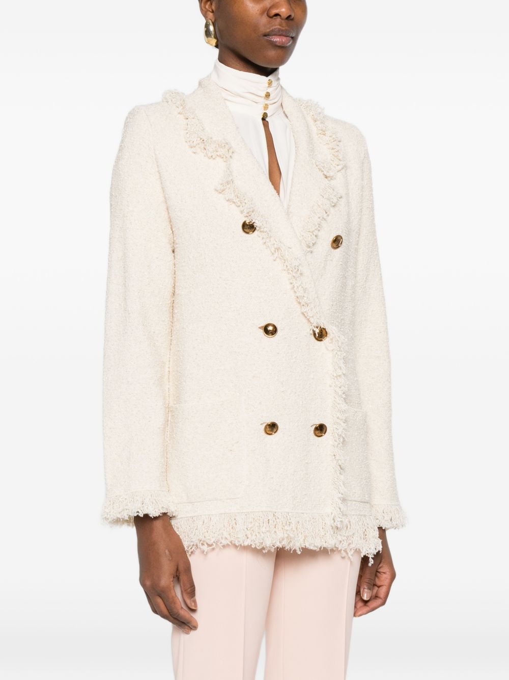 Elisabetta Franchi V-neck patch pockets Cotton double-breasted jacket