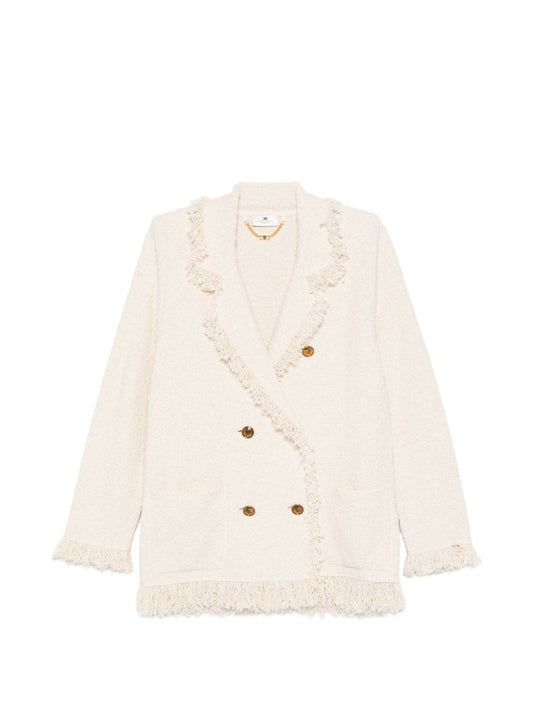 Elisabetta Franchi V-neck patch pockets Cotton double-breasted jacket