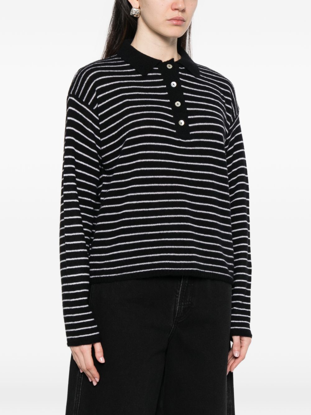 Beyou Cashmere striped polo shirt