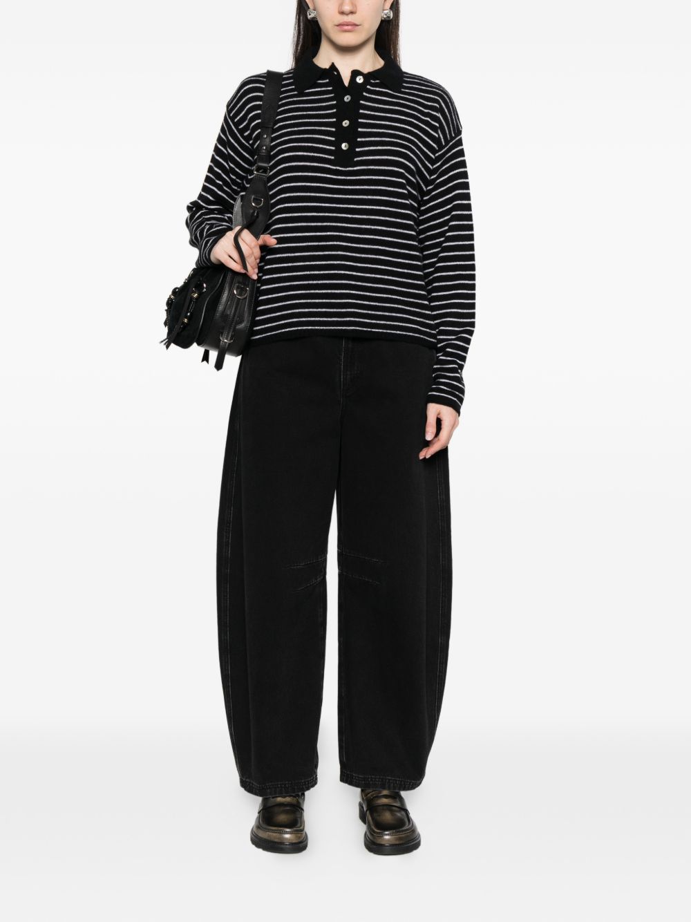 Beyou Cashmere striped polo shirt