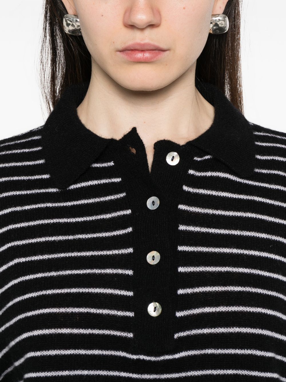 Beyou Cashmere striped polo shirt