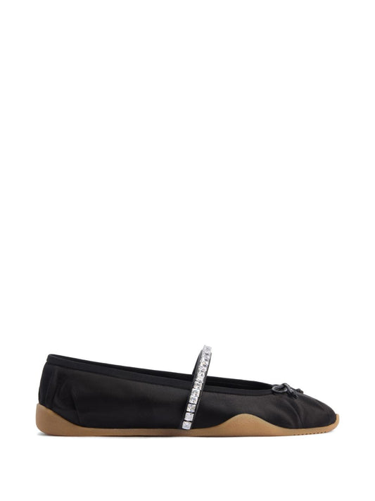 Giuseppe Zanotti Silk Satin Rhinestone Flat Shoes