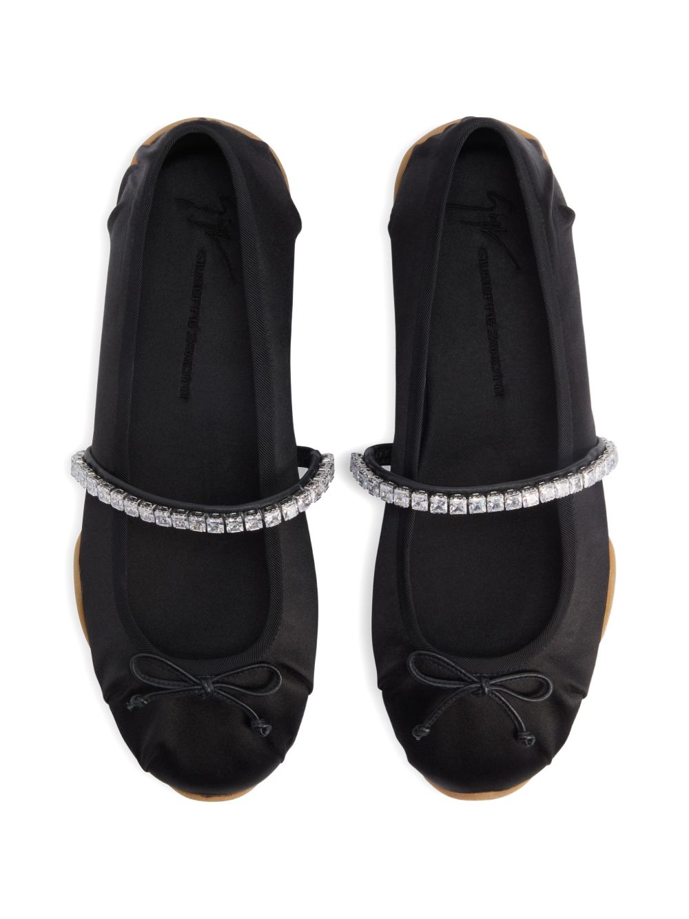 Giuseppe Zanotti Silk Satin Rhinestone Flat Shoes