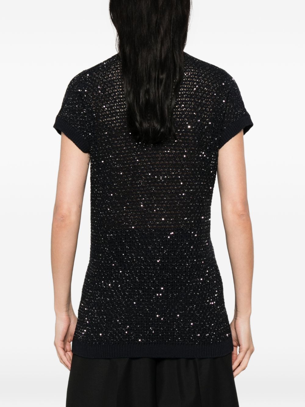 Fabiana Filippi V-neck short sleeves Embellished v-necked top