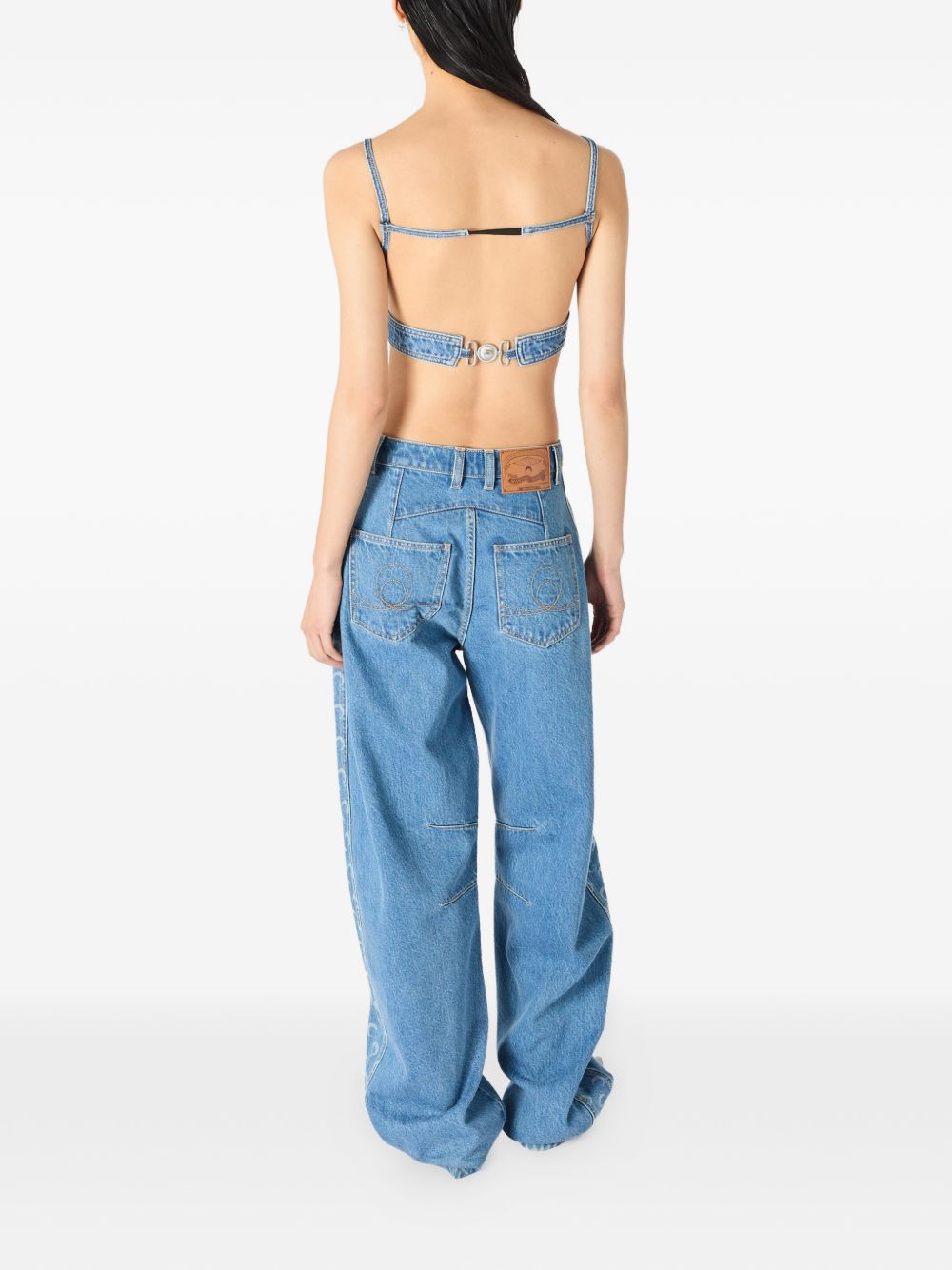 Marine Serre Denim bra top