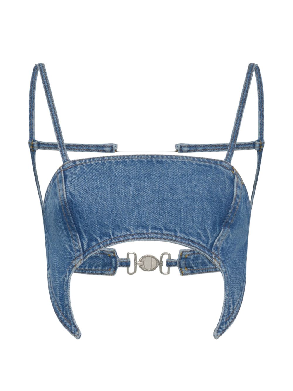Marine Serre Denim bra top
