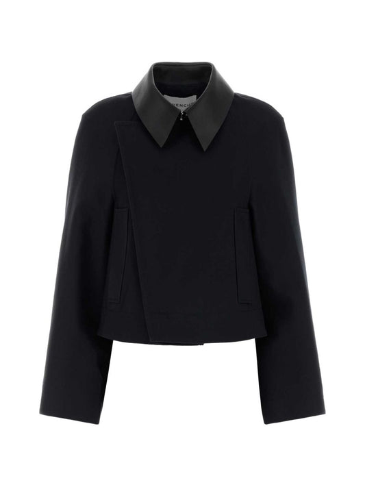 Givenchy Leather-Collar Cotton Jacket