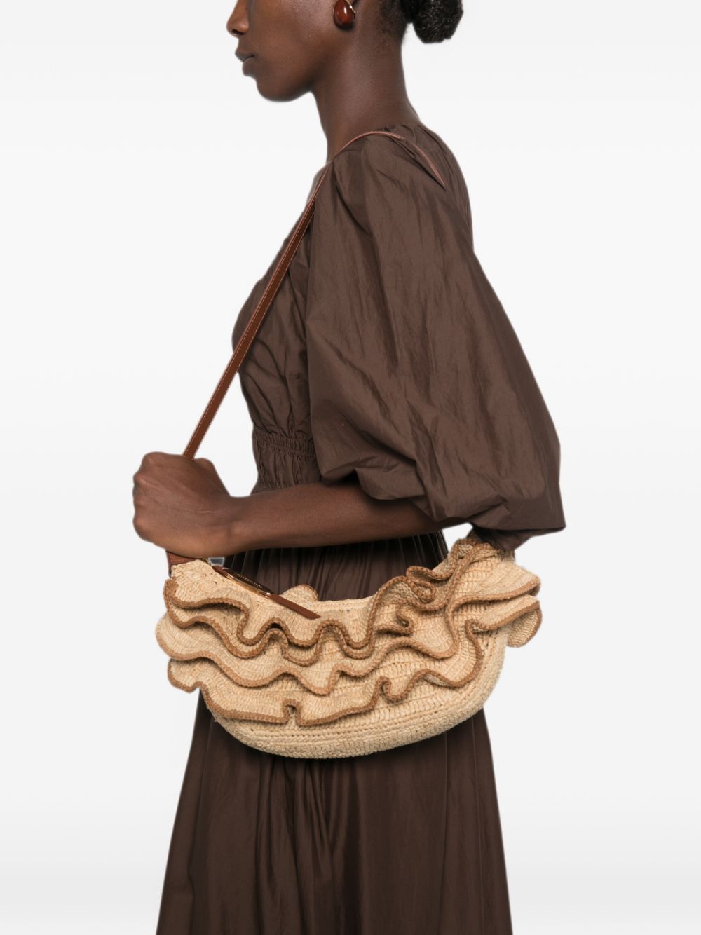 Zimmermann Raffia Ruffle Shoulder Bag