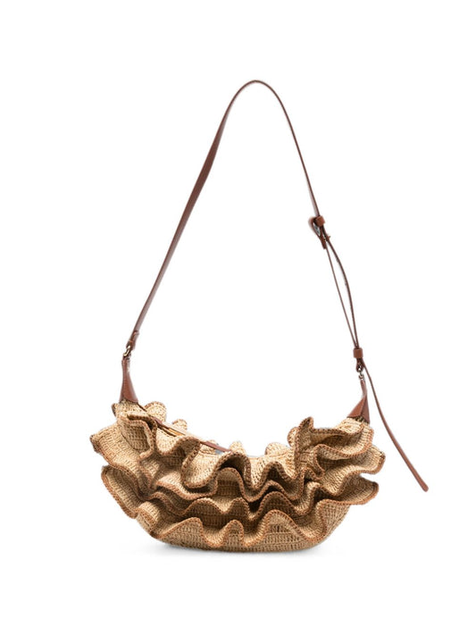 Zimmermann Raffia Ruffle Shoulder Bag