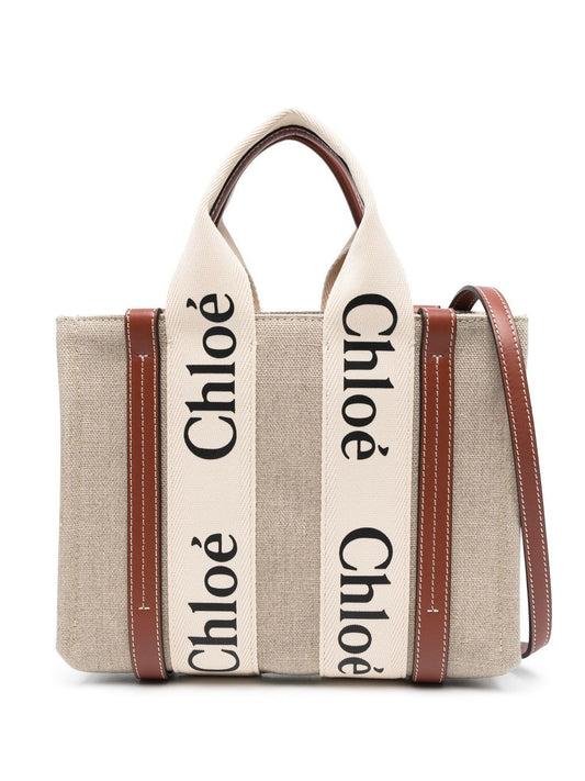 Chloé ChloÃ© Woody Small Linen Tote Bag