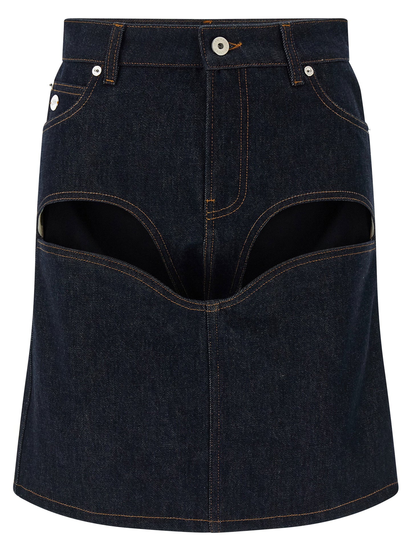 Jean Paul Gaultier Denim Mini Skirt With Cuts And Turn Up Skirt