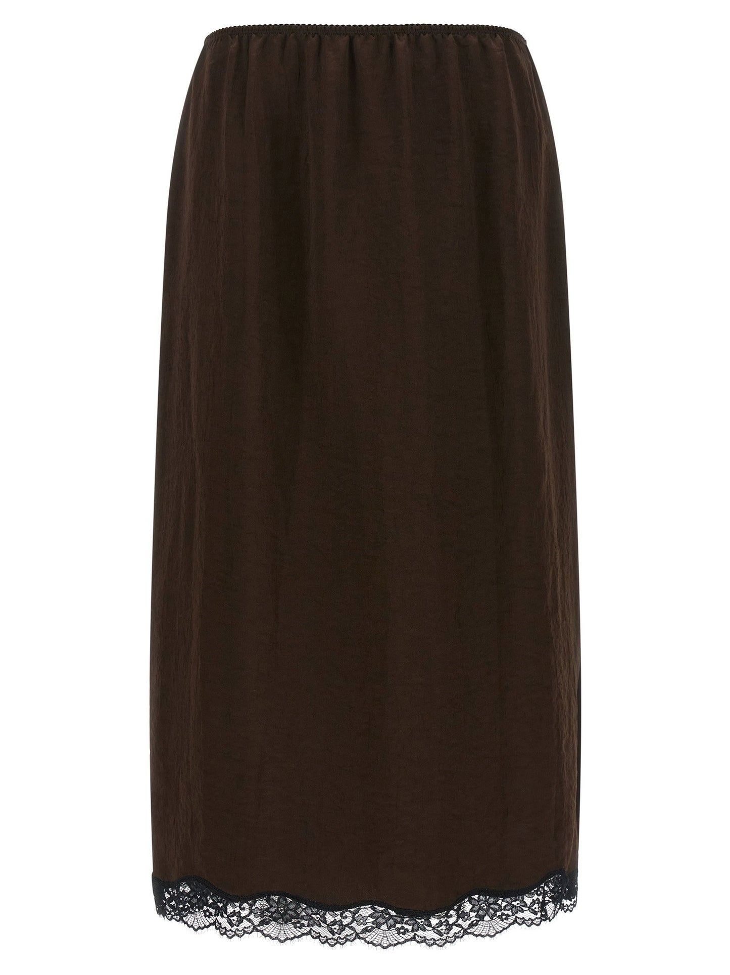 Twin Set Satin Froissé And Lace Skirt