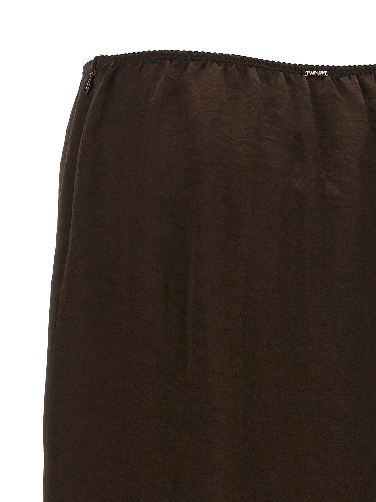 Twin Set Satin Froissé And Lace Skirt