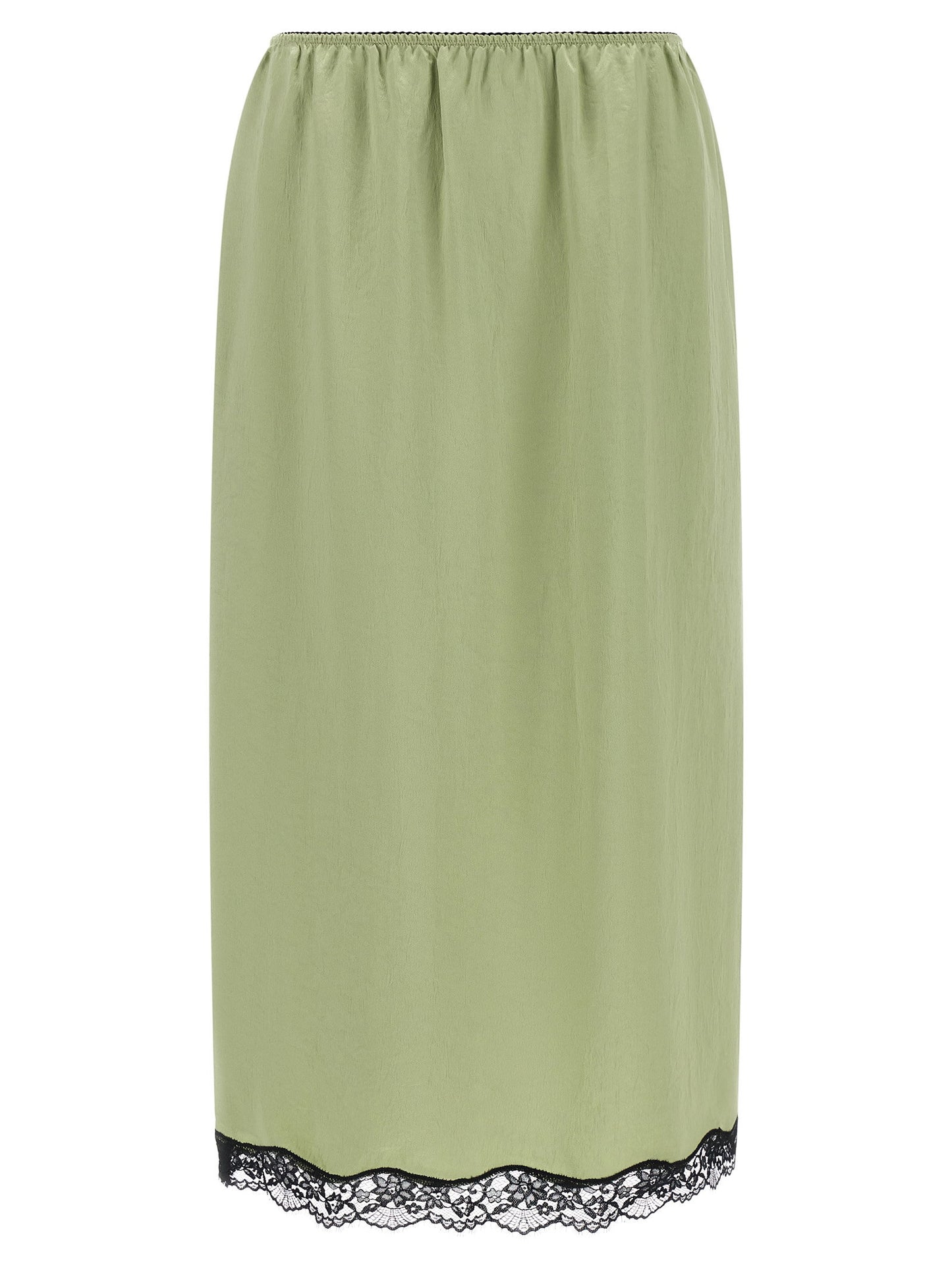 Twin Set Satin Froissé And Lace Skirt