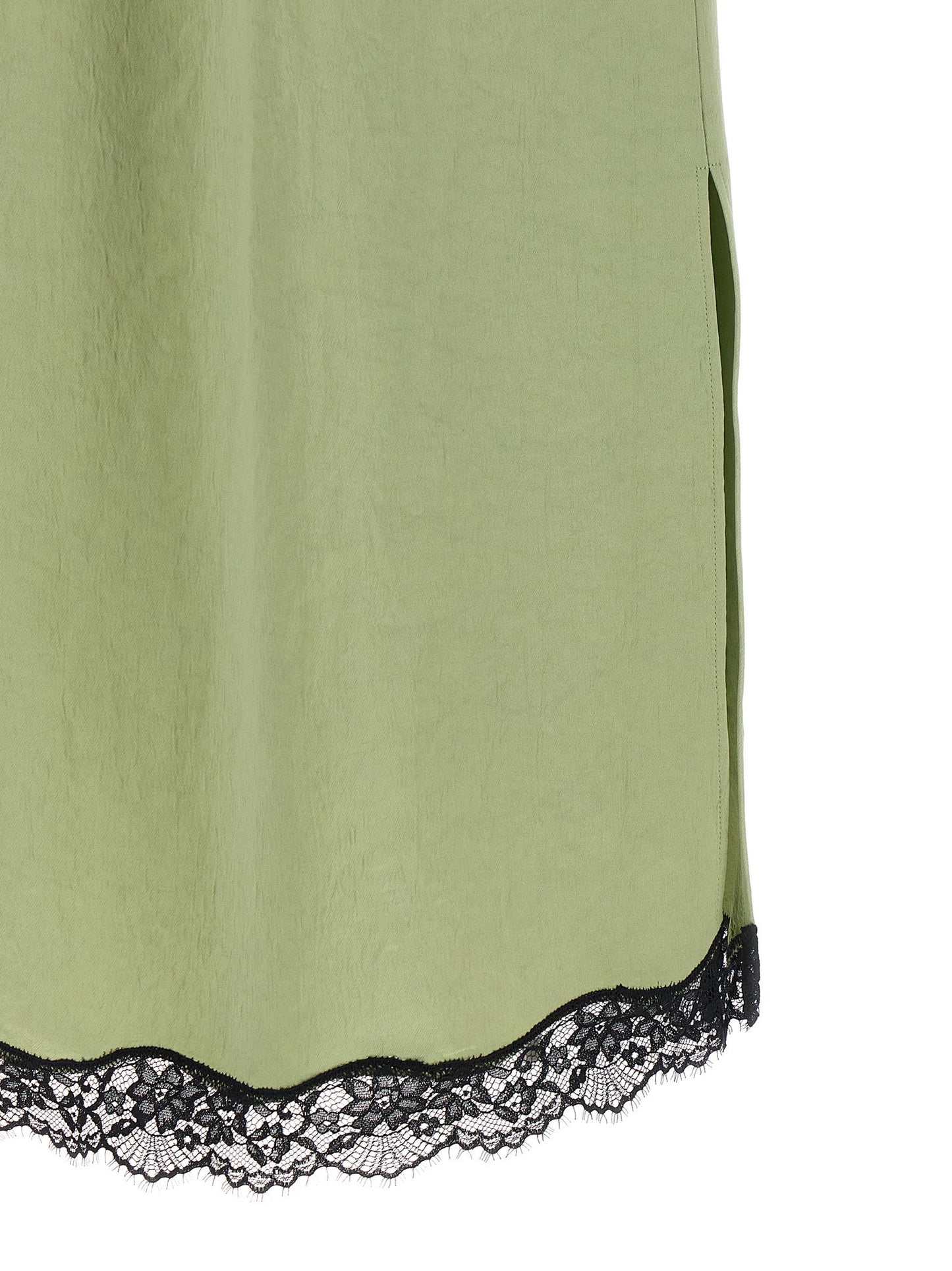 Twin Set Satin Froissé And Lace Skirt