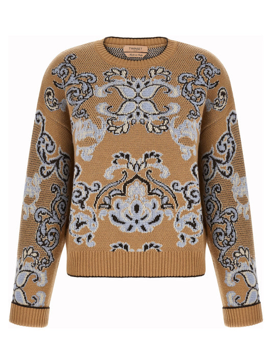 Twin Set Jacquard Wool Blend Sweater
