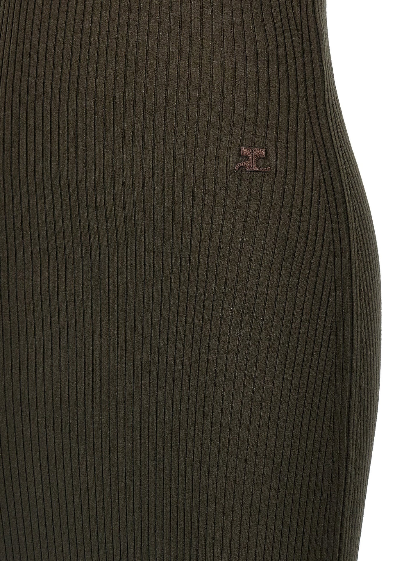 Courreges Twist Rib Knit Long Dress