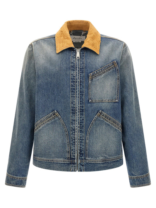 Alexander McQueen Suede Denim Jacket