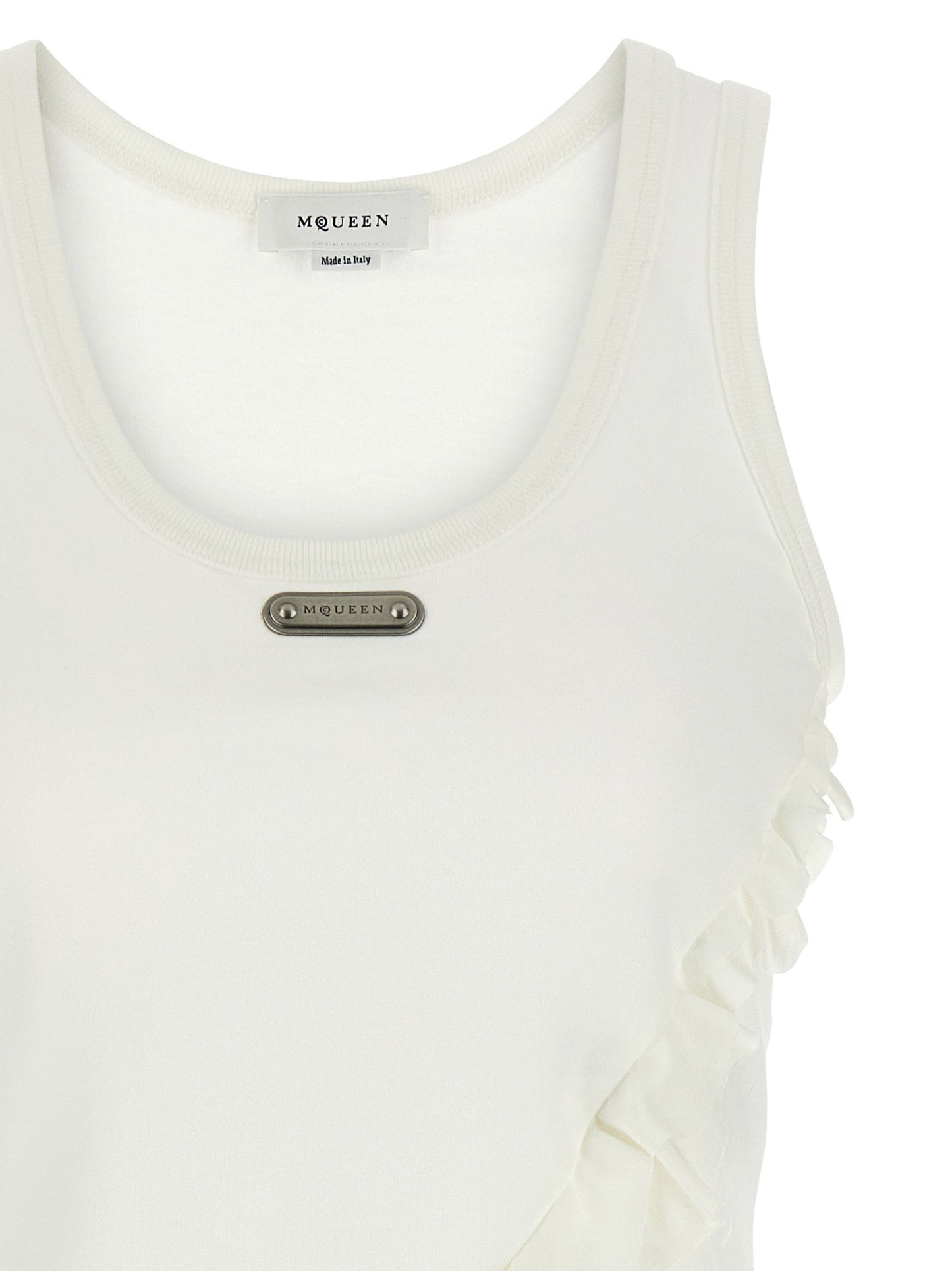 Alexander McQueen Silk Ruffle Tank Top