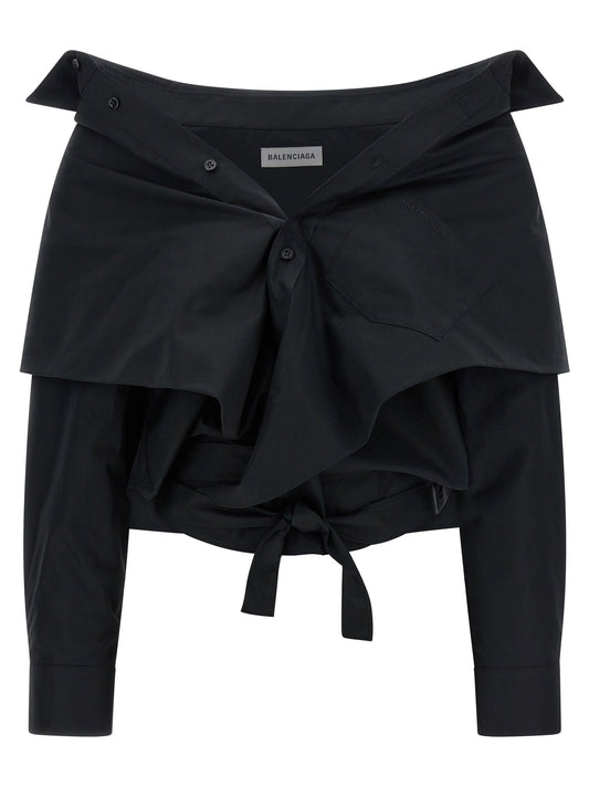 Balenciaga Crop Shirt Off The Shoulder