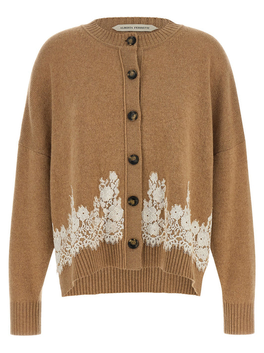 Alberta Ferretti Lace Insert Cardigan
