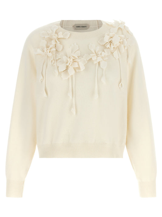Alberta Ferretti Embroidered Flower Sweater