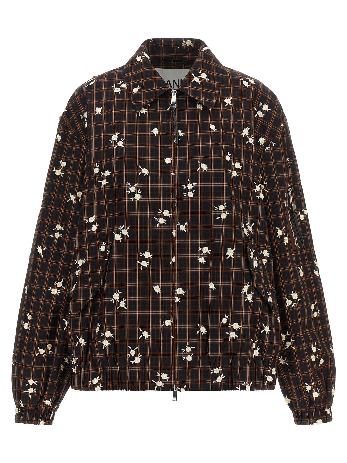 Ganni Check Flower Bomber Jacket