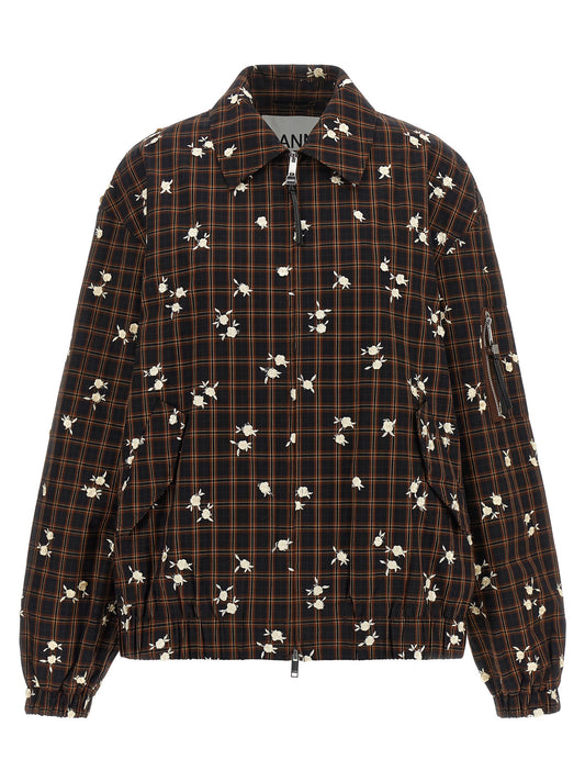 Ganni Check Flower Bomber Jacket