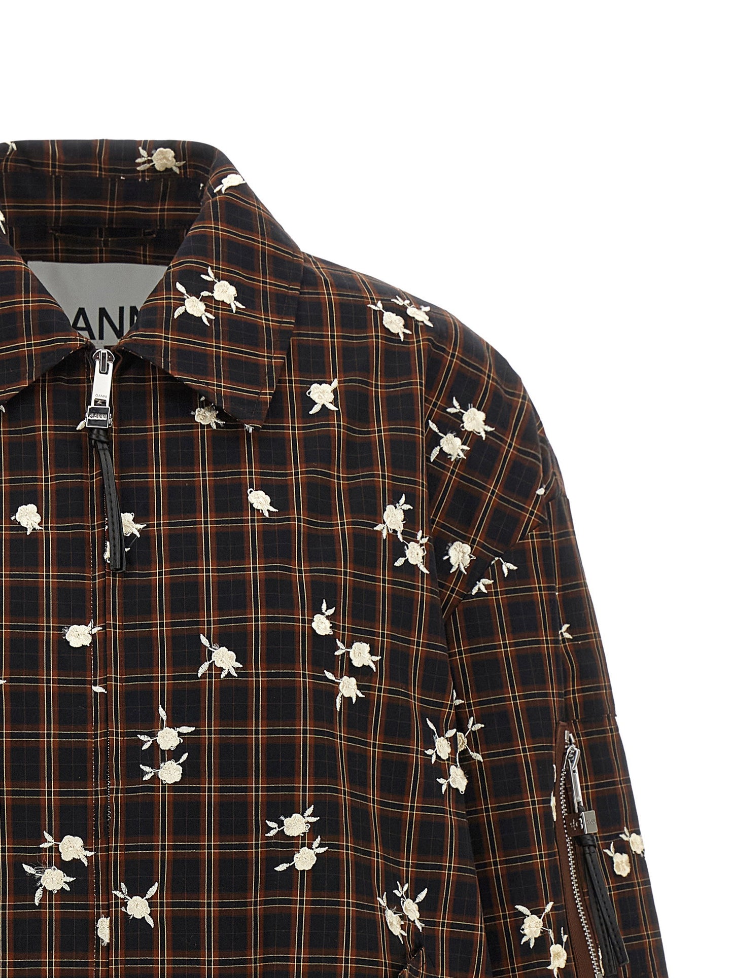 Ganni Check Flower Bomber Jacket