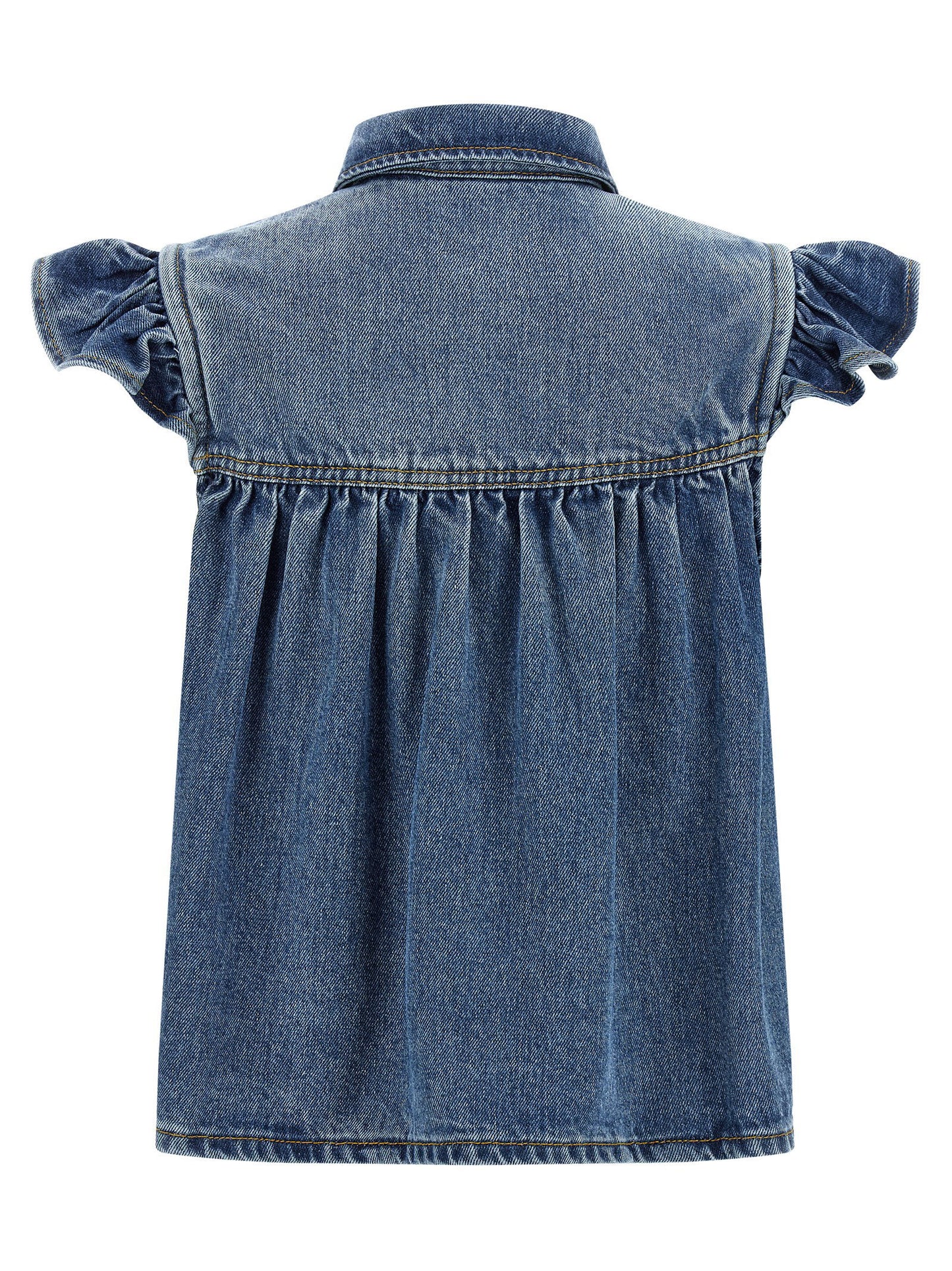 Ganni Denim Ruffle Top