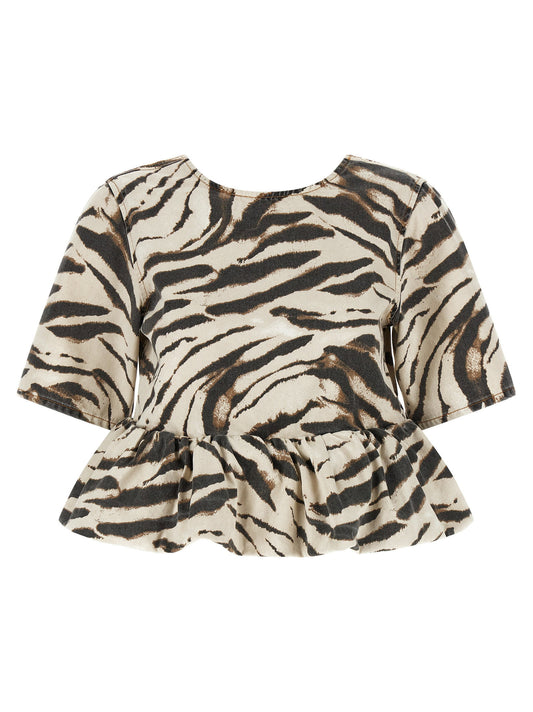 Ganni Zebra Denim Top
