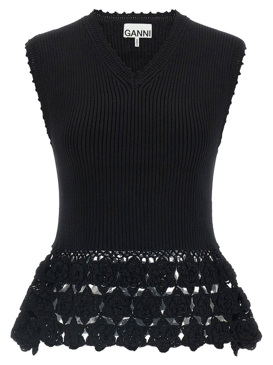Ganni Cotton Crochet Vest