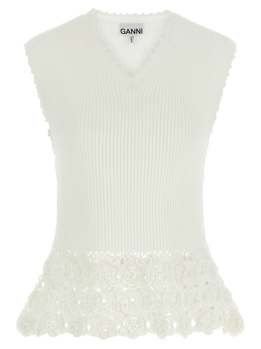 Ganni Cotton Crochet Vest